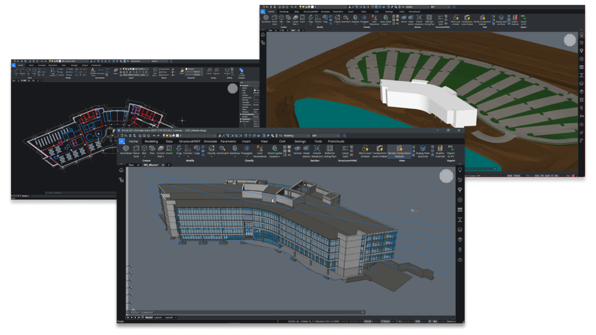 BricsCAD yazılımı çizim ve modelleme ekranı